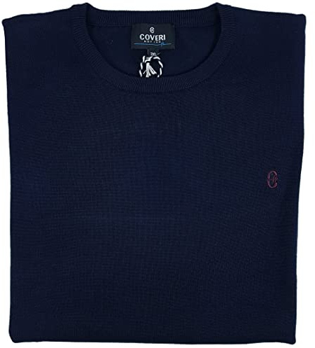 Coveri Maglia Maglione Pullover Uomo Slim Fit Girocollo Colorato M L XL XXL (IT, Testo, XL, Regular, Regular, Blu)