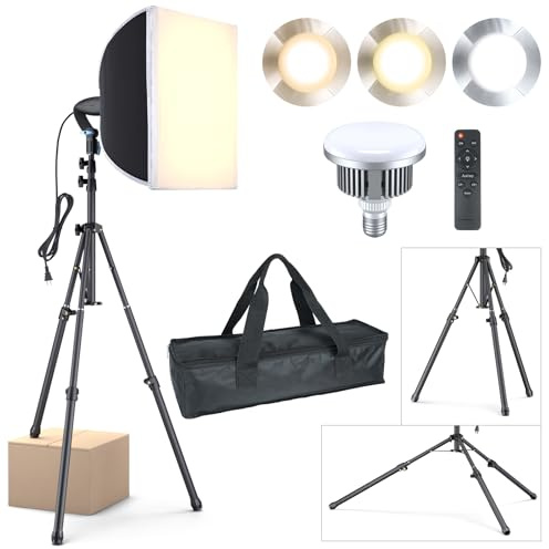 LINCO Lincostore Softbox Photography Lighting Kit with Professional 85W LED Bulbs, Studio Lights for Photography/Video Recording/Live Streaming (16'' x 16'' Professional Softbox Lighting Kit)