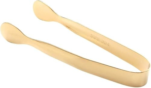 Stainless Steel Mini Ice Tongs Sugar Cubes Tongs Serving Tongs with Smooth Edge for Tea Party,Coffee Bar Cooking Utensils (Gold)