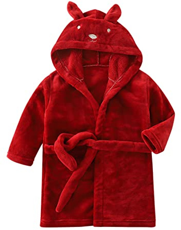 SRTUMEY Bata de baño personalizada con capucha para niños y adolescentes, con orejas de peluche, regalo para niños y niñas, regalos de Navidad, Vino, 11-12 años