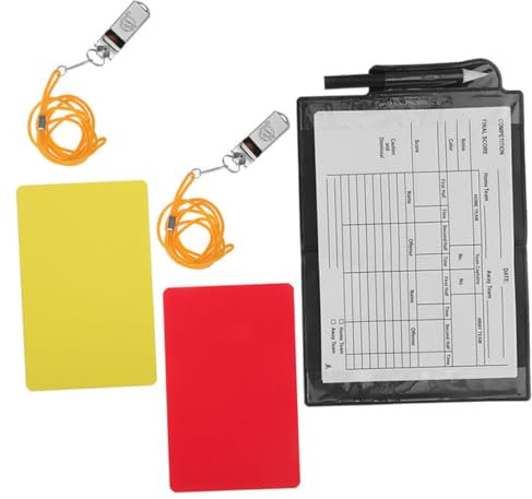 BESPORTBLE Schiedsrichter Set Für Fußballspiele 1 Set Mit Roten Und Gelben Karten 2 Pfeifen Notizblock Und Stift Schiedsrichterkarten Für Sportveranstaltungen Und Schulwettkämpfe