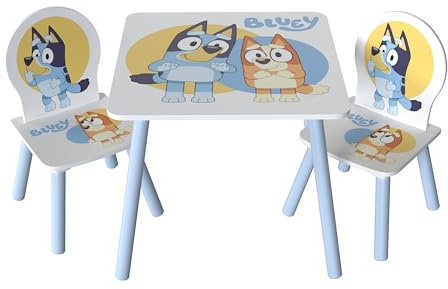 Bluey Kids Table and Chairs Set – 3-Piece Activity Table with 2 Chairs for Toddlers & Children – Arts & Crafts, Homeschooling, Snack Time & Play
