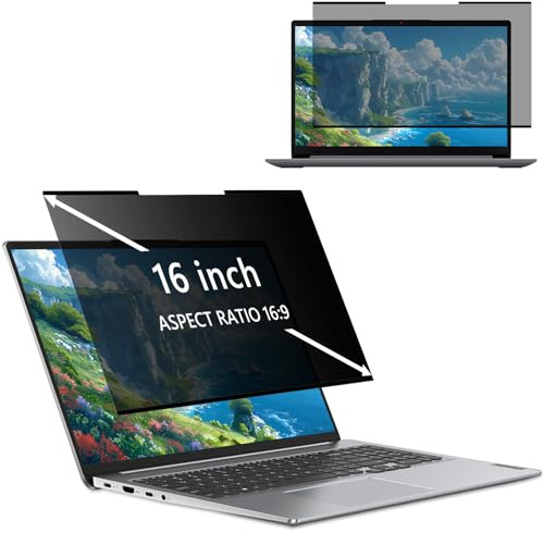 KiimLaa Filtro de privacidad Nano-adhesivo de 16 pulgadas y 16:9, protector de pantalla con filtro de luz azul, rayos UV y antirreflejos para HP/Dell/Asus/Samsung portátiles de 16(356 * 211) mm
