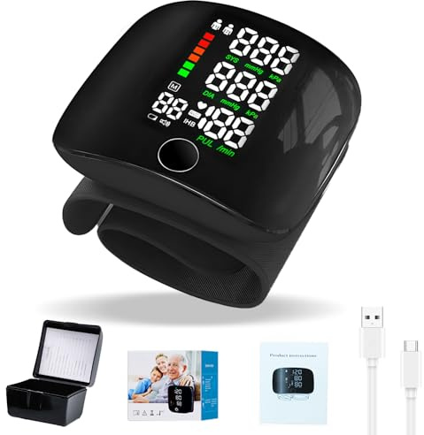 ADDLIVE Tensiometro de Muñeca Digital, Batería Recargable 300mAh-TypeC, Tensiómetro de muñeca con pantalla LCD y 99x2 Memoria de lectura, Manguito Universal, Voz en Español