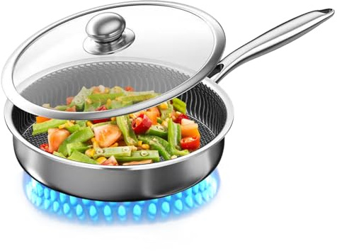 Non-stick stekpanna - induktionspanna | Sander Icke-pinnar | Stekpanna Köksredskap | Rostfritt stål burkar med lock | Köksverktyg för induktionspannor