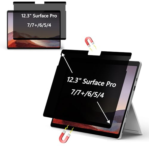 KiimLaa Filtro Pantalla Privacidad Magnético para 12.3 Pulgadas Surface Pro 7/Pro 7+/Pro 6/Pro 5/Pro 4, Anti Luz Azul Antirreflejo Protector Privacidad Portátil para Surface Pro 7+/7/6/5/4 12.3