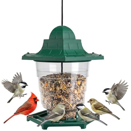 Station suspendue pour mangeoire à oiseaux, perche à oiseaux, mangeoire pour colibri, suspension, oiseau sauvage autoportant pour arrière-cour, jardin, terrasse, terrasse, balcon, balustrade, vue sur