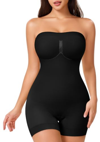 Junlan Body Sculptant Femme Sans Bretelles, Gaine Ventre Plat Invisible Shapewear Bodysuit avec Bandeau Top, Body Shaper Sans Couture Gainant