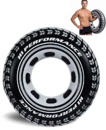 Guttiuaa Swimming Ring Giant Car Tyre 90cm, Rubber Ring for Kids Swimming, Swimming Pool Party Decorations