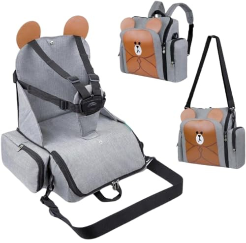 Rehausseur Chaise Enfant 4en1, Sac De Poussette- Sac à Dos Multi-Fonctions Pour Maman- Chaise Haute Bebe De Voyage, Portable, Matelas a Langer, Tissu Eco-Oxford Waterproof®