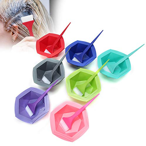14pcs Hair Coloring Brushes Bowls Set, Professional Hair Dyeing Kit Hair Highlighting Tools 7pcs Hair Dye Brushes and 7pcs Mixing Bowls Set Tint Tool