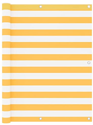 vidaXL Balkon Sichtschutz Bespannung Terrasse Windschutz Sonnenschutz Balkonbespannung Balkonverkleidung Weiß Gelb 120x600cm Oxford-Gewebe