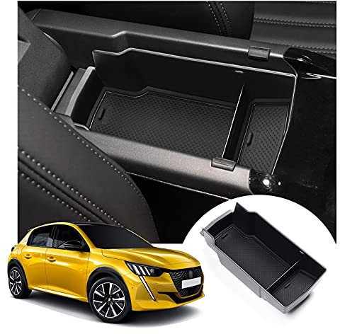 LFOTPP für Peugeot 208 e-208 2020-2023 2024 Mittelkonsole Aufbewahrungsbox, Armlehne Organizer Mittelarmlehne Handschuhfach, Tray Storage Box Auto Zubehör