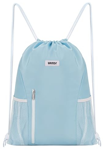 WANDF Mochila de cordón Bolsas de cuerdas repelente al agua Bolsa natación nylon para el gimnasio Compras Deporte Yoga (Azul)