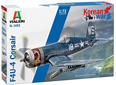 Italeri - 1453 F4U-4 Corsair-Korean War, échelle 1:72, modèle Kit, modèle en plastique à monter, couleur bleu, 1453
