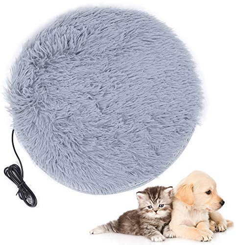 Wakects Tapis Chauffant pour Chiens et Chats 40 x 40 cm Couverture chauffante pour Animaux Amovible et Lavable pour Chiens et Chats (Gris Argent)
