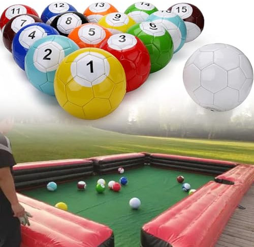 CYMYYDS Aufblasbare Billard-Fußball-Fußball-Snooker-Bälle, Tischspiele, 16-teiliges Leder-Fußball-Pool-Kick-Billard-Set, Sportspiel für Erwachsene, für Hinterhofräume, Außen- und Innenbereich,22cm