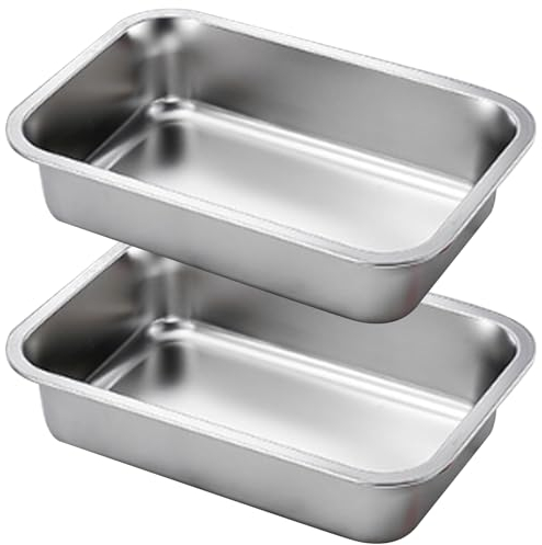 Pango de lasaña de 2pcs, moldes para hornear de acero inoxidable de 9x13 pulgadas, molde para pastel rectangle, moldura de horno profunda apilable, plato para hornear lasaña para las galletas de gall