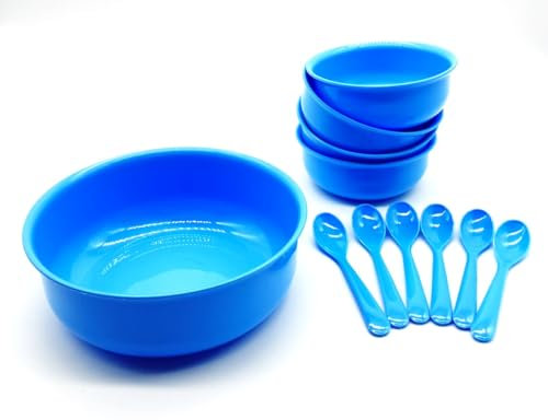 Kimmel Juego de 11 cuencos para compota, cuencos de postre, vajilla infantil, vajilla de camping, vajilla de plástico, color azul claro
