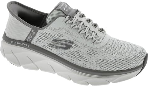 Skechers Men's Slip-Ins RF D'Lux Walker 2.0 Rezinate Sneaker, Grey-Charcoal, 7.5 UK
