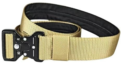 LEXICANMHS Taktiskt pengabälte med dragkedja, hemligt fack, stöldskydd, sedelgömställe, lämpligt för resor, tjänsteresor, jogging, för män och kvinnor, metallspänne, kaki, taktiskt bälte