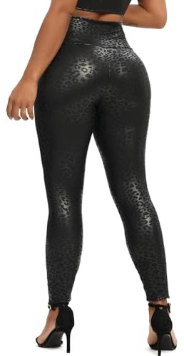 AAIXXIZAO Dam Byxor Kvinnor Leopardbyxor Hög Midja Stretch Pu Gym Leggings Tunn Tryck Pennbyxor Kvinnor Mode Sexiga Klänningar
