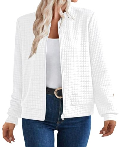 Uwdiohq Veste zippée décontractée pour Femme, Shirt à Manches Longues, léger, Automne, Ample, vêtements d'extérieur Manteau Taille Veste Femme ete Violette Gilet Dentelle Blouson en Jean Femme
