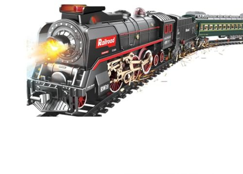 Quibuilds Juego de tren eléctrico de Navidad RC que puede correr, modelo de locomotoras con luces y efectos de sonido, gran regalo para los entusiastas del tren de vapor