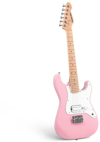 SONICAKE Guitare Électrique 30 pour Débutants, Corps en Bois Massif avec Micro Humbucker, Manche et Touche en Bois d’une Pièce QGT-50 (Rose)