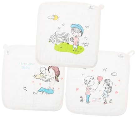 POPETPOP 3piezas Baberos De Toallitas De Algodón Cara Saliva Toallas Cuadradas Para Bebes Recien Nacidos Toallas Absorbentes De Agua Para Manos