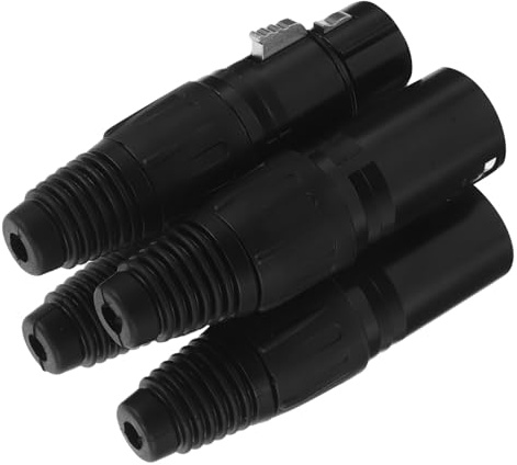 BELLIFFY Lot de 4 Adaptateurs XLR 5 Broches Noir – Connecteurs Mâle et Femelle en Cuivre Argenté – Adaptateur Câble Microphone Symétrique – Embouts de Câble Audio Stéréo pour Studio et