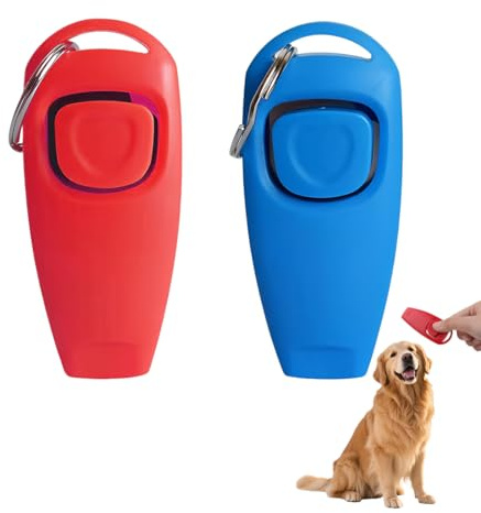 Quesuc 2 Pezzi Clicker Per Cani Clicker Addestramento Clicker Con Fischietto 2 In 1 Clicker Plastica Per Addestratori Animali Domestici Gatti Addestramento Richiamo Rosso Bl