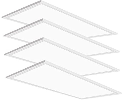 WYZM 2X4 LED Flat Panel Light Drop Ceiling Office Fixture,0-10V Dimmable,7800 Lumens,5000K Daylight White Color, Flat LED Light Panel,Recessed Edge-Lit Troffer Fixture (4 Pack)