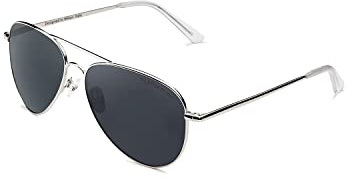 CLANDESTINE - Gafas de Sol Unisex - Colección Pilot - Modelo A10 - Montura de Acero Inoxidable Color Plata - Lentes Antirreflejante de Color Plata - Protección UV 400-144x51mm