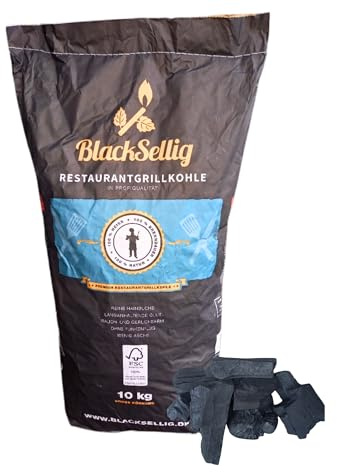 BlackSellig Restaurantgrillkohle 10 kg – Premium Hainbuchen-Holzkohle für langanhaltende Glut - FSC Zertifiziert