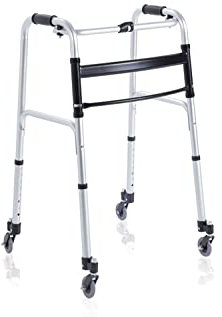 Deambulatore pieghevole L in alluminio anodizzato 2 ruote con rotazione frizionata e 2 ruote piroettanti serie Click Art. RP733L