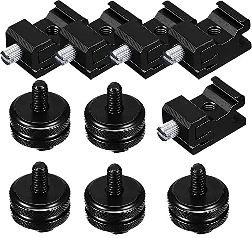 10pcs 1/4 Inch Cold Shoe Mount Adapter and Hot Shoe Flash Stand Adapter Kit for DSLR Camera Rig, Camera Flash Shoe Mounts for Light Tripod