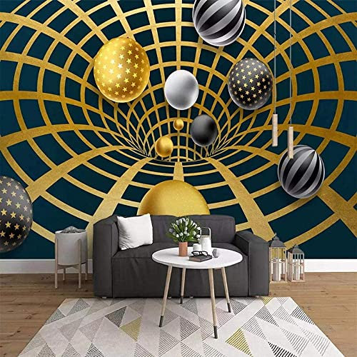 Foto Decoración Para El Hogar Espacio Esférico Tridimensional De Metal. Papel Tapiz Para Dormitorio Mural Artístico Para Pared Papel Tapiz 3D Pasta Para Sala De Estar Pared Par 300(ancho)x210(alto) cm