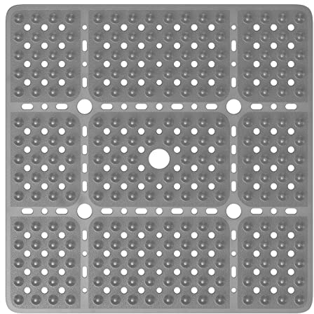 XIYUNTE Groß Duschmatte rutschfest Anti Schimmel - 70x70cm XL Quadratische rutschfeste Duschmatten für die Dusche, PVC Duschwannenmatte mit Saugnäpfen & Abflusslöcher, Maschinenwaschbar, Klares Grau