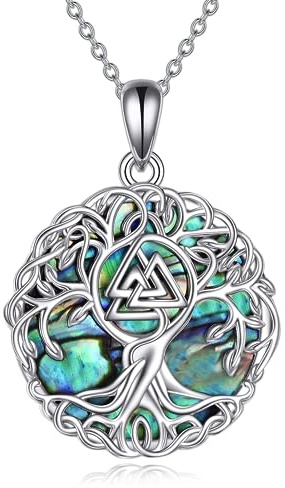 YFN Collar de Árbol de la Vida de Plata de Ley Colgante de Árbol de la Vida Celta Joyería Regalos para Mujeres Hombres Niñas, Normal, Plata esterlina, Sin piedra preciosa