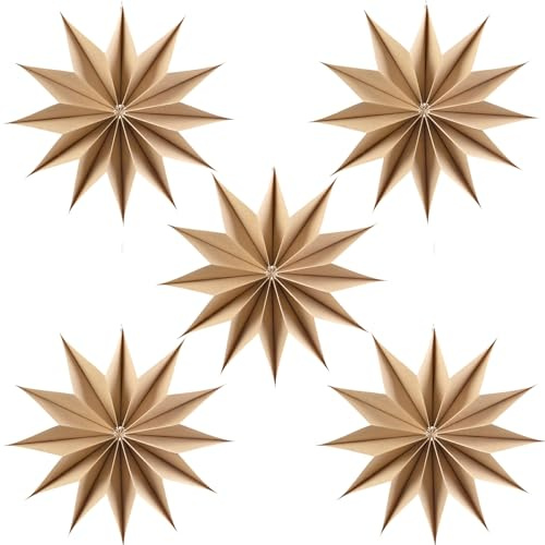SUNBEAUTY 5 PCS 12-Pointed 12 Inch Paper Star Lanterns Christmas Hanging Lamp Paper Decorations Shade Wedding Birthday Christmas Home Party Christmas Tree Decorations