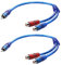 YAODHAOD Cable divisor RCA de 20 cm, 2 adaptadores RCA Y, 1 macho a 2 hembra, cable divisor de audio RCA corto para subwoofer, radio de coche, amplificador, TV (1 macho a 2 hembras)