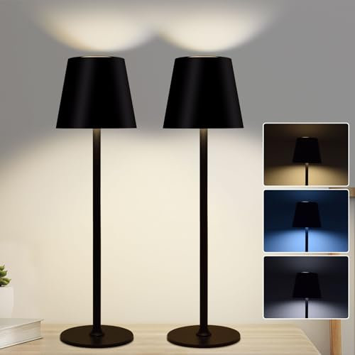 2 Lampade da Tavolo, Lampada da Tavolo Senza Fili, con Batteria da 5200 mAh, Lampada da Tavolo a Batteria Ricaricabile con USB, IP54 Impermeabile per Soggiorno Camera da Letto Sala da Pranzo Bar