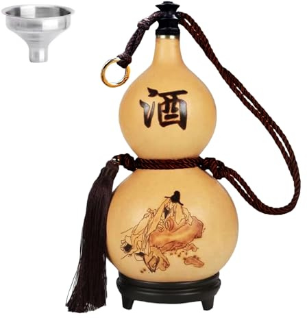 FIDFDID Natural Pumpkin Bottle, Dried Hollow Gourd Water Bottle, 600ml Capacity, Home Decoration, Portable Wine Flask, Halloween Water Bottle