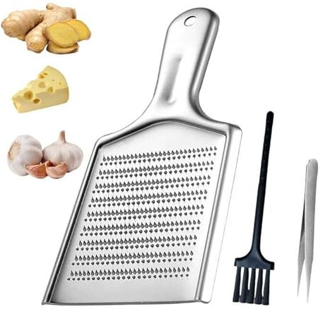 Grattugia Formaggio, Grattugia Manuale Zester Cucina per Limone Scorza Parmigiano Agrumi Zenzero Cioccolato, in Acciaio Inox, Lavabile in Lavastoviglie con Spazzola per la Pulizia