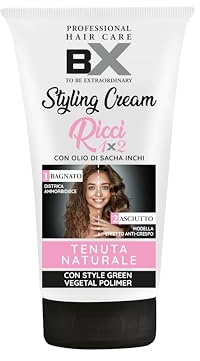 BX - TO BE EXTRAORDINARY Crema Modellante Ricci, Crema Styling Capelli, Senza Risciacquo, con Olio di Sacha Inchi, Azione Disciplinante Anticrespo (150 ml, Tenuta Naturale)
