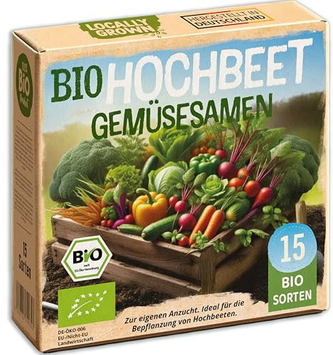 Little Plants Bio Hochbeet Gemüsesamen Set, 15 Sorten, Samenfest und Keimstark, mit Aussaatkalender und Ebook