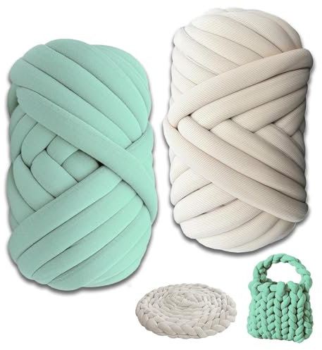 Jiavlyx 2 Stück Armstricken Wolle, 500g/25m Chunky Wolle Zum Handstricken, Dicke Wolle Garn, Sperrige Textilgarn Zum Häkeln, Für Anfänger, Decken, Tasche, Handstrickgarn