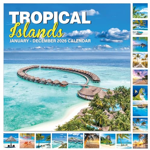 2026 Calendar - 2026 Wall Calendar 12 Months, from JAN.2026 to DEC. 2026, 12 x 24 (Open), 12 x 12 (Closed), with Large Daily Blocks, Tabbed Holiday, Beautiful Islands Scenery