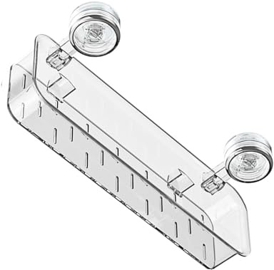 pumpumlia Organizer salvaspazio con montaggio a ventosa, impermeabile, mensola per vasca da bagno per articoli da toeletta di grande capacità mensola a parete per animali domestici+abs organizzatore